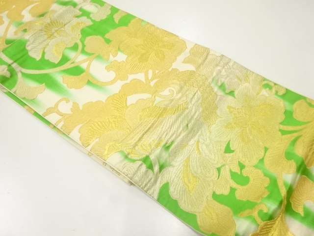 アンティーク　花唐草模様織出し袋帯（材料）